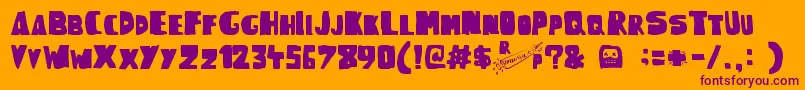 WoodcutterRudePress Font – Purple Fonts on Orange Background
