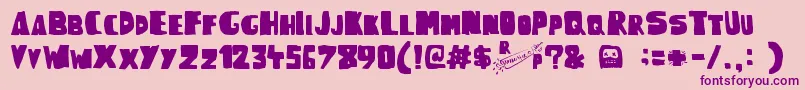 WoodcutterRudePress Font – Purple Fonts on Pink Background