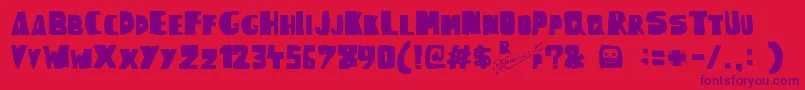 WoodcutterRudePress Font – Purple Fonts on Red Background