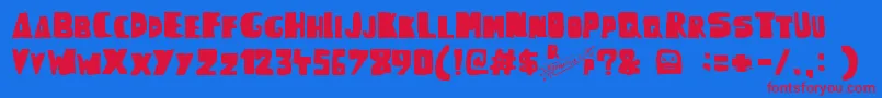WoodcutterRudePress Font – Red Fonts on Blue Background