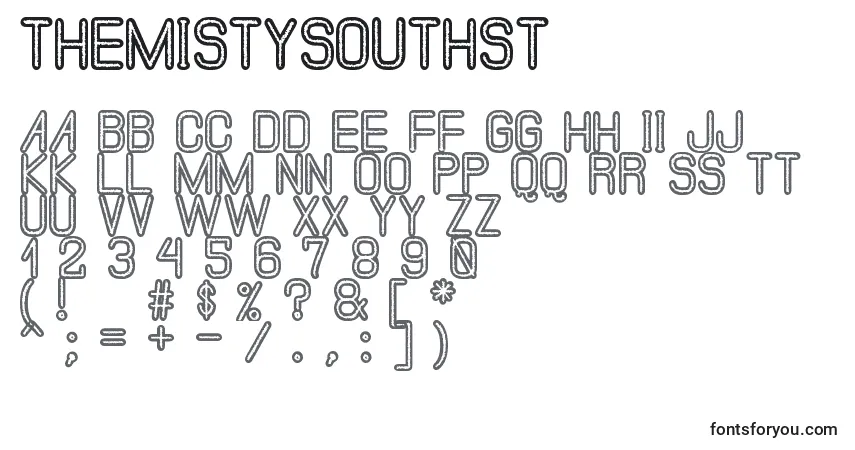 A fonte TheMistySouthSt – alfabeto, números, caracteres especiais