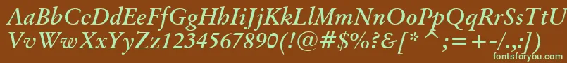 OriginalGaramondBoldItalicBt Font – Green Fonts on Brown Background