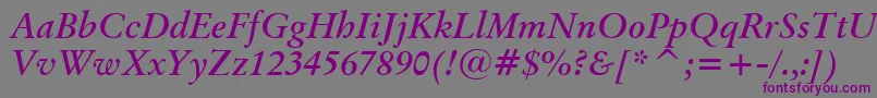 OriginalGaramondBoldItalicBt-Schriftart – Violette Schriften auf grauem Hintergrund