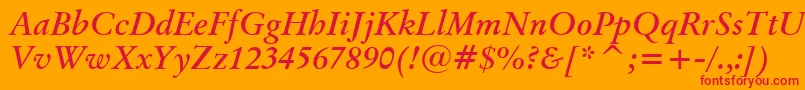 OriginalGaramondBoldItalicBt Font – Red Fonts on Orange Background