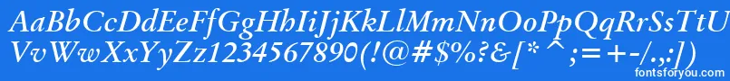 Шрифт OriginalGaramondBoldItalicBt – белые шрифты на синем фоне