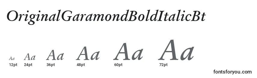 OriginalGaramondBoldItalicBt Font Sizes