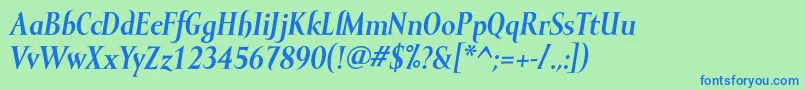 MramorBolditalic Font – Blue Fonts on Green Background