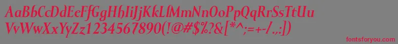 MramorBolditalic Font – Red Fonts on Gray Background