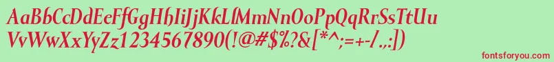 MramorBolditalic Font – Red Fonts on Green Background