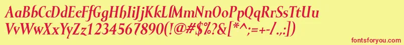 MramorBolditalic Font – Red Fonts on Yellow Background