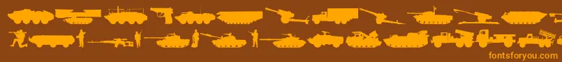 SovietKit Font – Orange Fonts on Brown Background