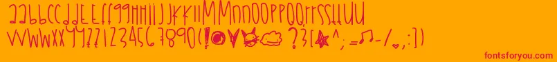 Julyfireworks-Schriftart – Rote Schriften auf orangefarbenem Hintergrund