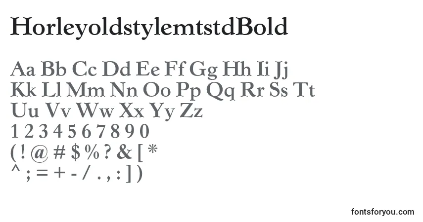 A fonte HorleyoldstylemtstdBold – alfabeto, números, caracteres especiais