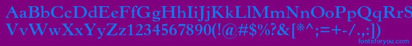 HorleyoldstylemtstdBold-Schriftart – Blaue Schriften auf violettem Hintergrund