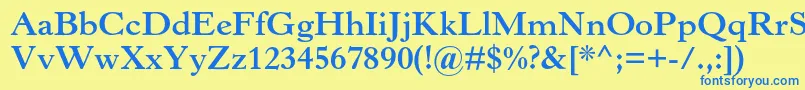 HorleyoldstylemtstdBoldフォントについての詳細 フォントHorleyoldstylemtstdBold – 青い文字が黄色の背景にあります。
