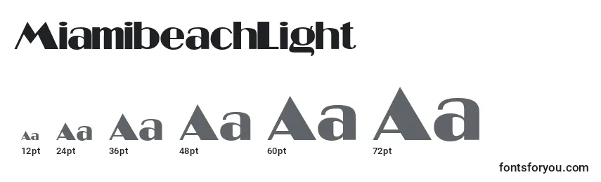 Размеры шрифта MiamibeachLight