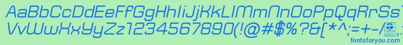 TypoSquareItalicDemo-Schriftart – Blaue Schriften auf grünem Hintergrund