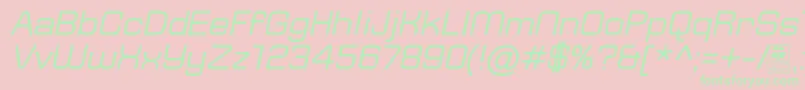 Fonte TypoSquareItalicDemo – fontes verdes em um fundo rosa