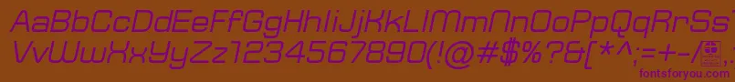 TypoSquareItalicDemo Font – Purple Fonts on Brown Background