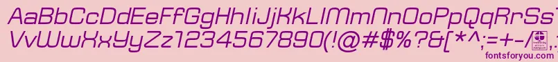 Police TypoSquareItalicDemo – polices violettes sur fond rose