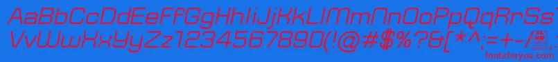 TypoSquareItalicDemo Font – Red Fonts on Blue Background