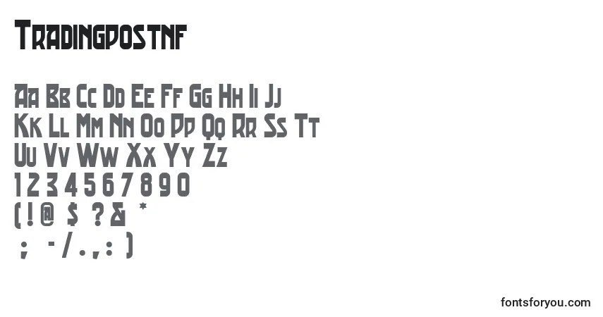 A fonte Tradingpostnf (86980) – alfabeto, números, caracteres especiais
