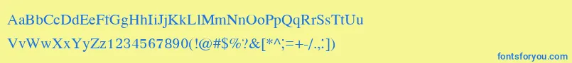 フォントKodchiangupc – 青い文字が黄色の背景にあります。