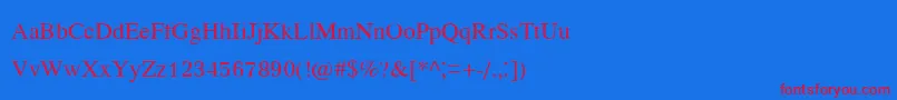 Kodchiangupc-Schriftart – Rote Schriften auf blauem Hintergrund