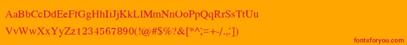 Kodchiangupc-Schriftart – Rote Schriften auf orangefarbenem Hintergrund