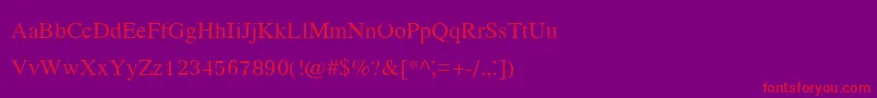 Kodchiangupc-Schriftart – Rote Schriften auf violettem Hintergrund