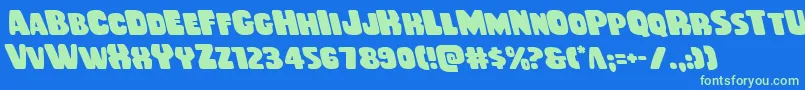 Rubberboyleft Font – Green Fonts on Blue Background