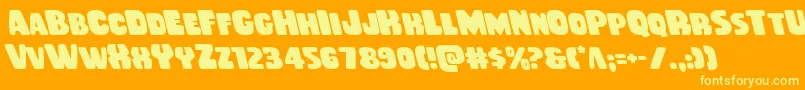Rubberboyleft-Schriftart – Gelbe Schriften auf orangefarbenem Hintergrund
