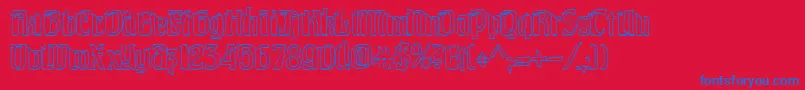 PittoreskHollow-Schriftart – Blaue Schriften auf rotem Hintergrund