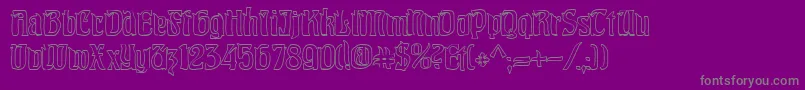 フォントPittoreskHollow – 紫の背景に灰色の文字
