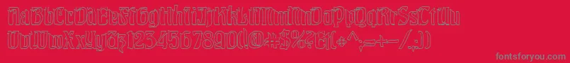 フォントPittoreskHollow – 赤い背景に灰色の文字