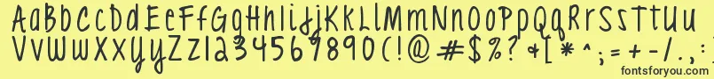 Kgloveyouthroughit3 Font – Black Fonts on Yellow Background