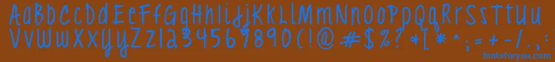 Kgloveyouthroughit3 Font – Blue Fonts on Brown Background