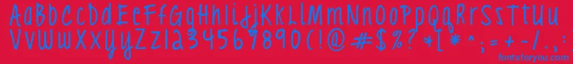 Kgloveyouthroughit3 Font – Blue Fonts on Red Background