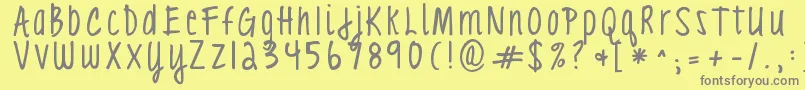 Kgloveyouthroughit3 Font – Gray Fonts on Yellow Background