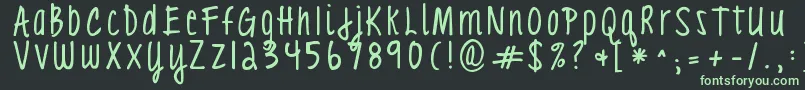 フォントKgloveyouthroughit3 – 黒い背景に緑の文字