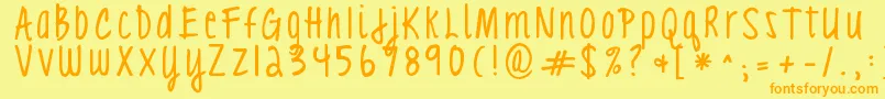 Kgloveyouthroughit3 Font – Orange Fonts on Yellow Background