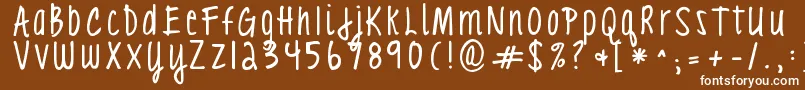 Kgloveyouthroughit3-Schriftart – Weiße Schriften auf braunem Hintergrund