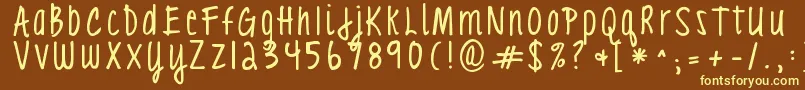 Kgloveyouthroughit3 Font – Yellow Fonts on Brown Background