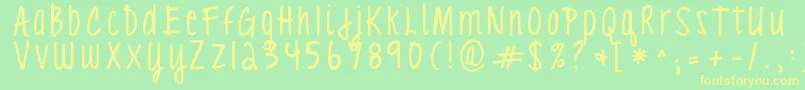 Kgloveyouthroughit3 Font – Yellow Fonts on Green Background