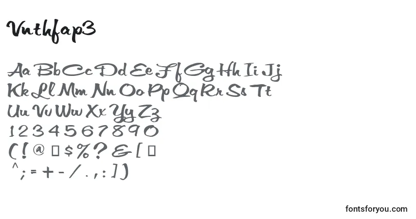 A fonte Vnthfap3 – alfabeto, números, caracteres especiais