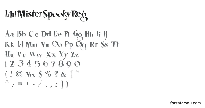 Schriftart LhfMisterSpookyReg – Alphabet, Zahlen, spezielle Symbole