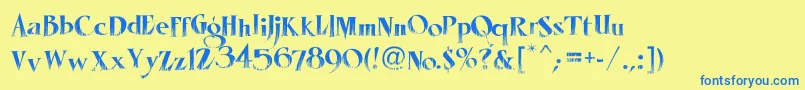 LhfMisterSpookyReg-Schriftart – Blaue Schriften auf gelbem Hintergrund