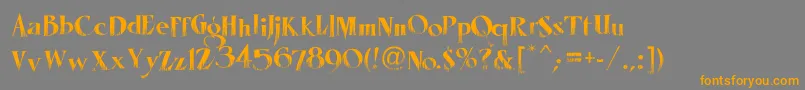 フォントLhfMisterSpookyReg – オレンジの文字は灰色の背景にあります。