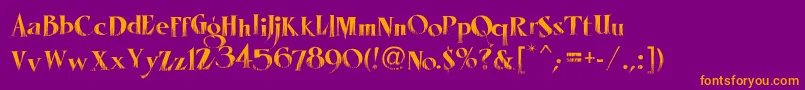 LhfMisterSpookyReg-fontti – oranssit fontit violetilla taustalla