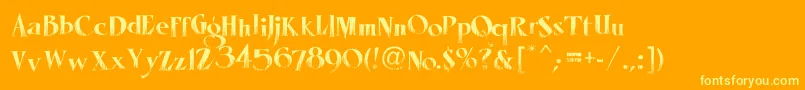 LhfMisterSpookyReg-Schriftart – Gelbe Schriften auf orangefarbenem Hintergrund